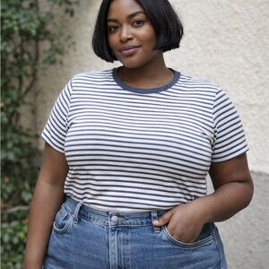 Like new! Muji Striped Navy and White T-Shirt